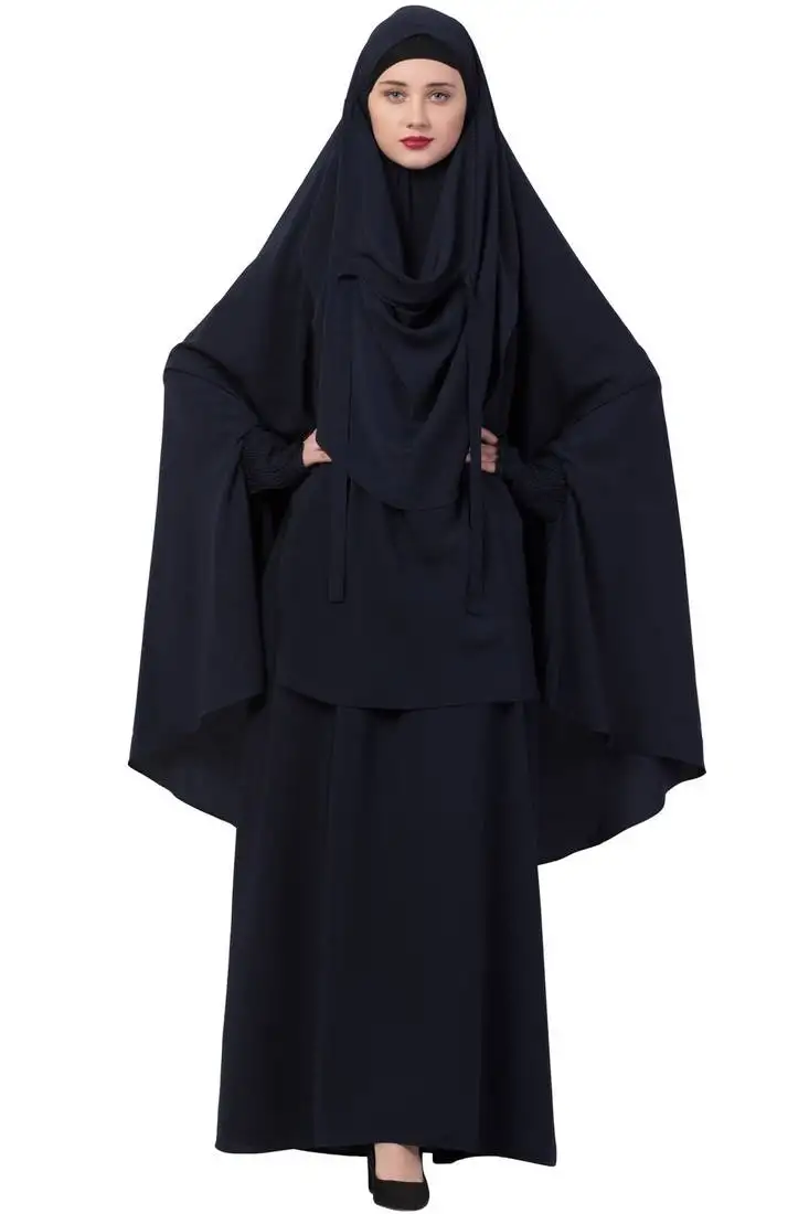 Navy-blue two pieces jilbab set| abyaya and khimar hijab combo