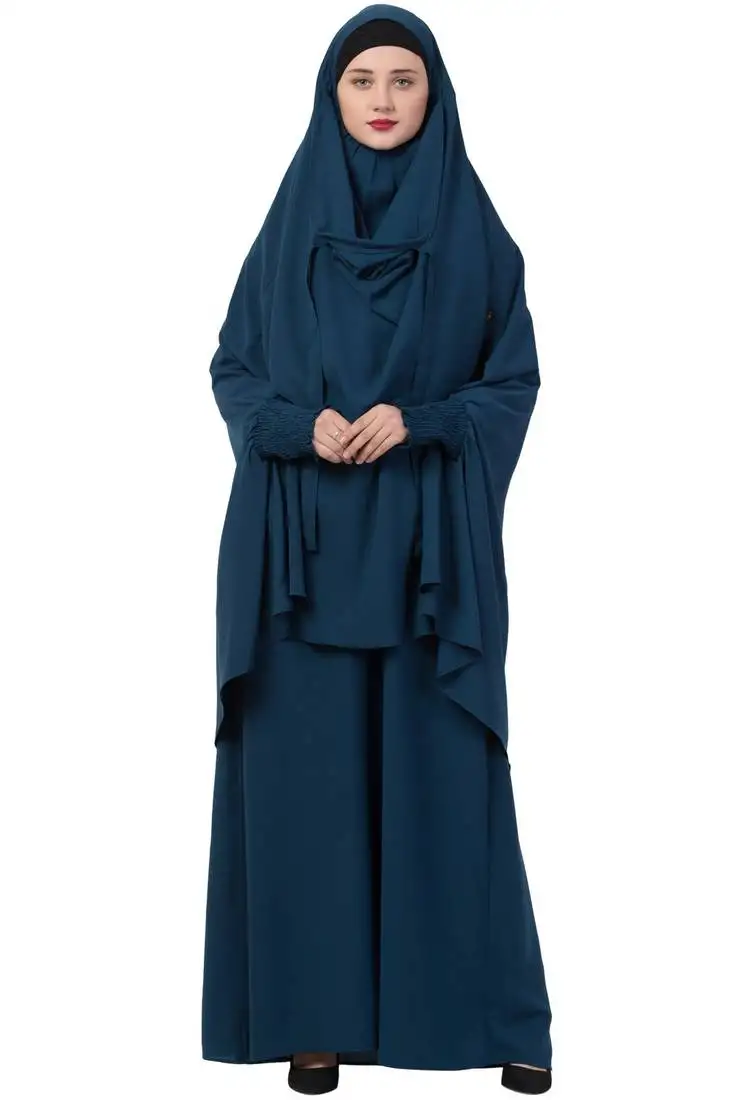 Teal two pieces jilbab set| abyaya and khimar hijab combo