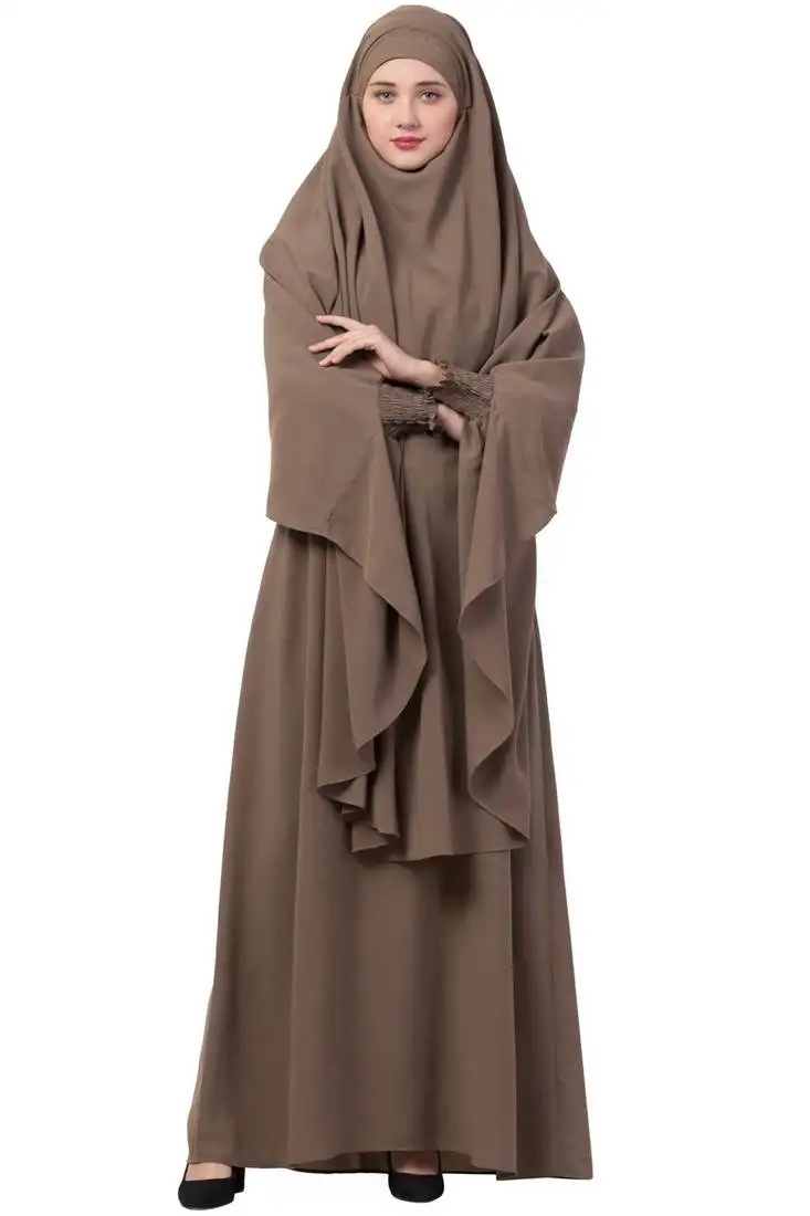 Brown two pieces jilbab set| abyaya and khimar hijab combo