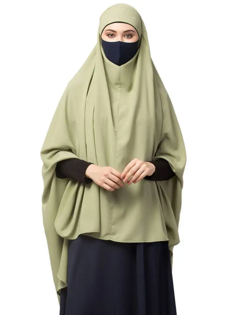 Full size khimar with sleeves and adjustable mouth piece