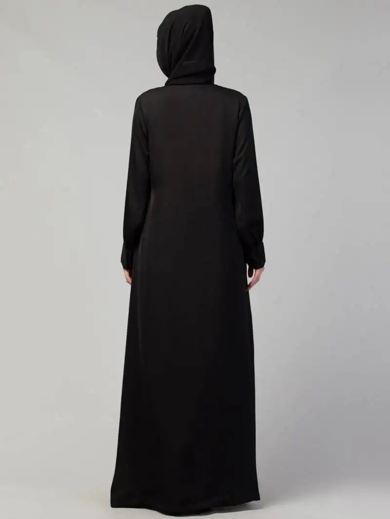 Front open abaya with beadwork and pleats