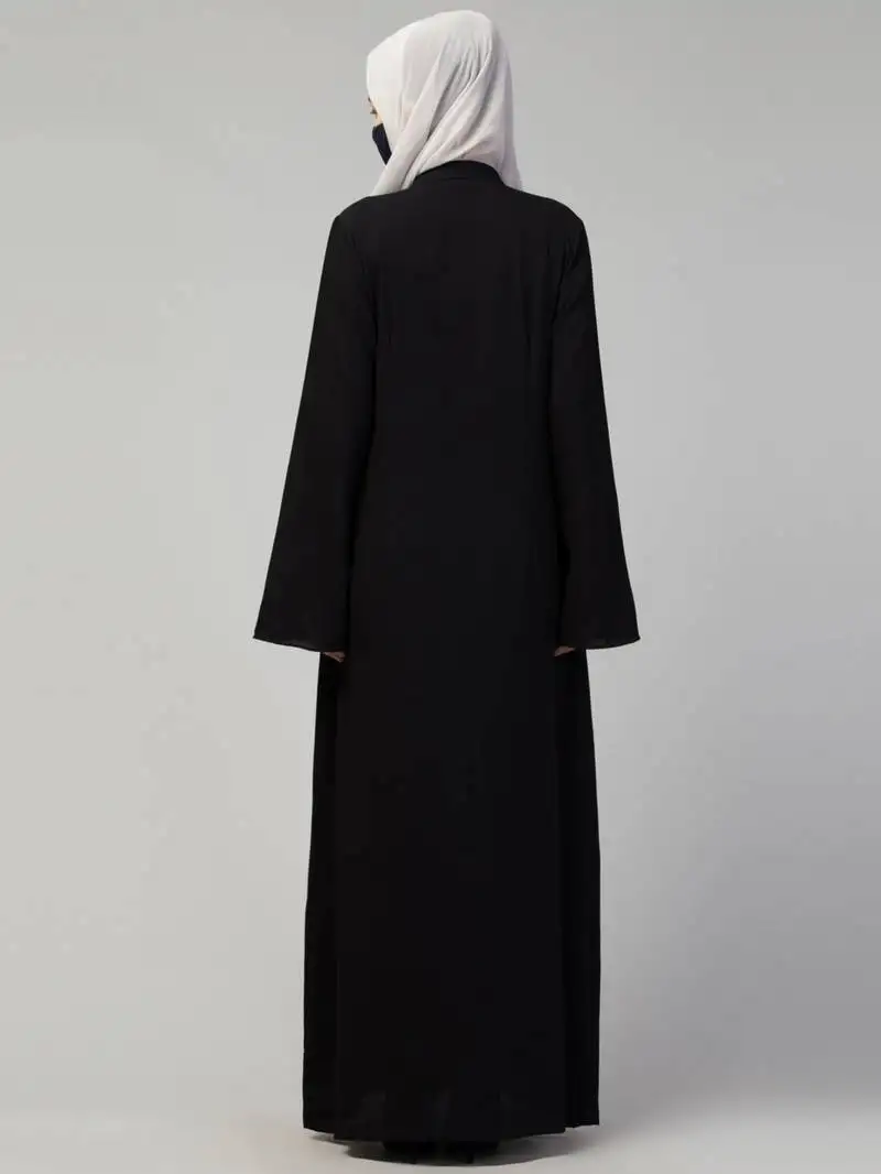 Basic forn open abaya in premium fabric with long zipper