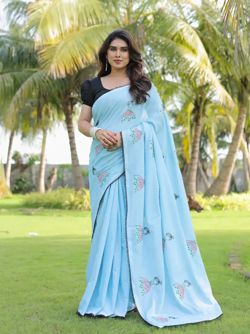 Wine organza handwork unstitched dress material