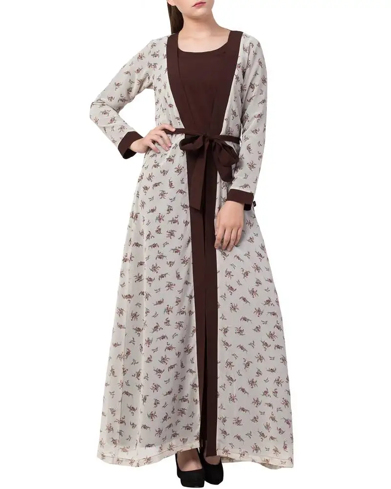 Bashariya-modest dress with attached shrug and a matching belt