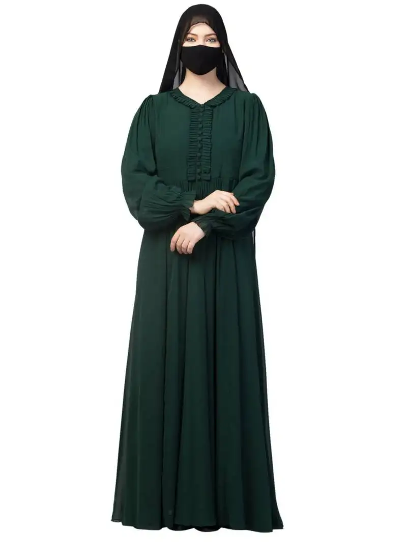 Occasion wear modest dress with umbrella flare and frills