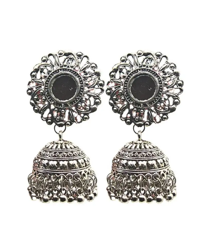 Stunning silver oxidized jhumka earrings, a perfect blend of traditional craftsmanship and contemporary design for women
