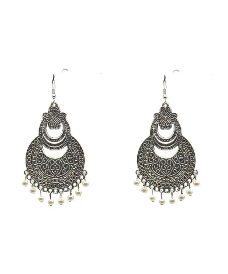Adorn your ears with the timeless beauty of these fashion oxidized silver chandbali earring for women