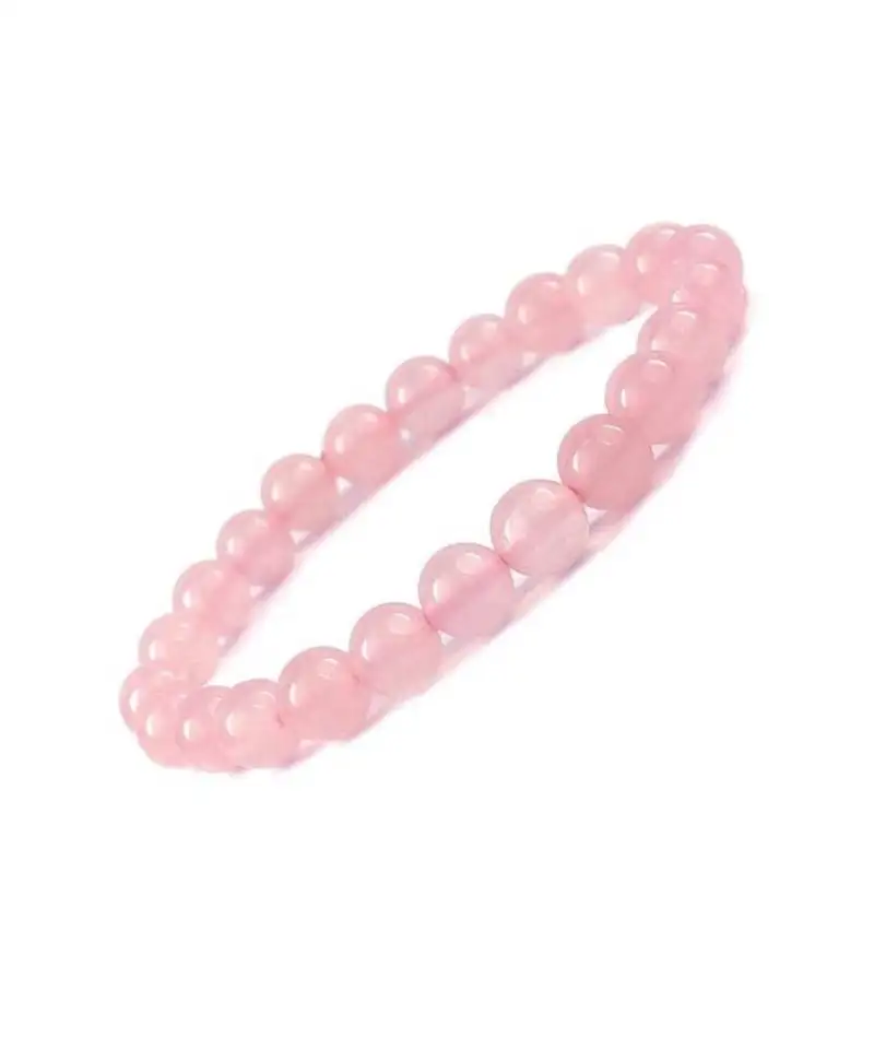 Natural rose quartz gemstone bracelet round beads chakra healing crystal strechable bracelets for men and women