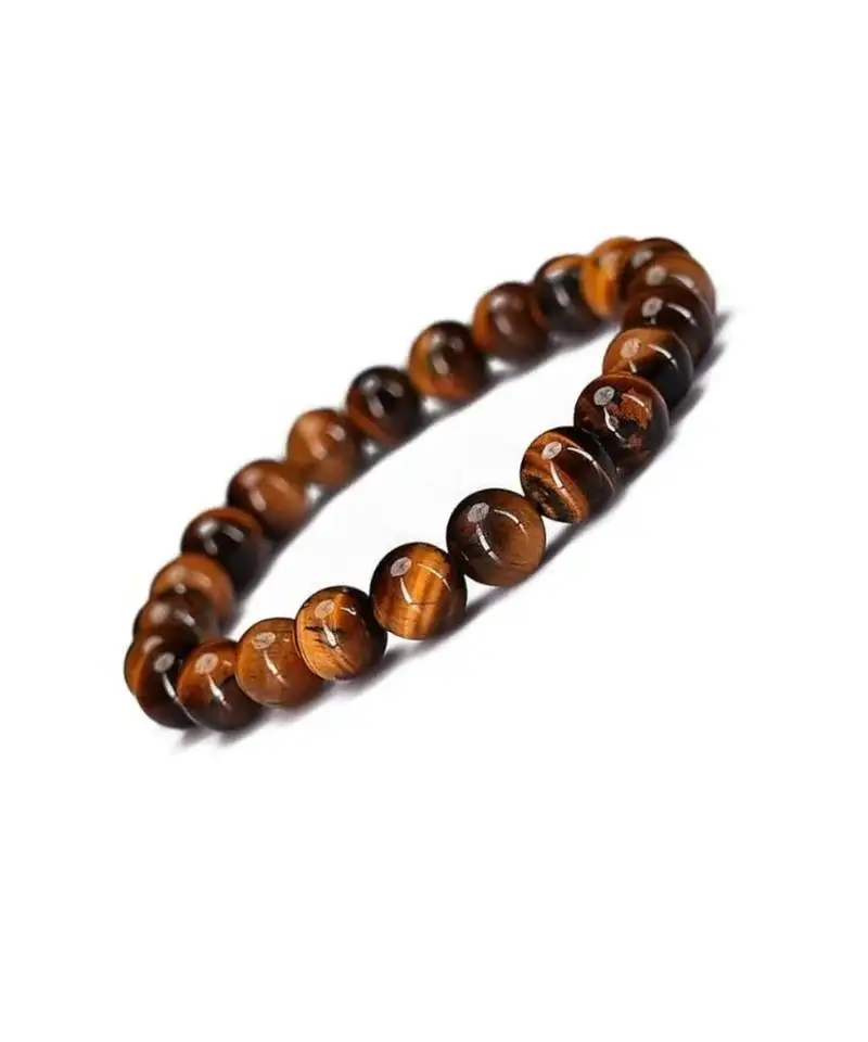 Natural tiger eye bracelet gemstone round beads crystal energy chakra healing stone for men and women