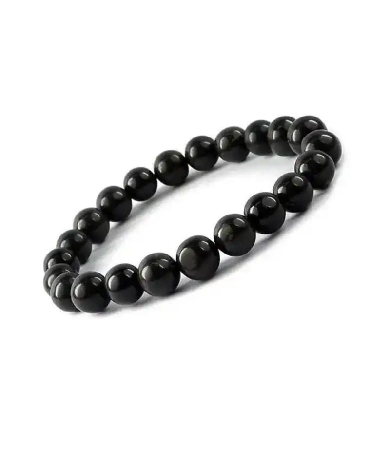 Natural black onyx bracelet crystal bead gemstone handmade men women stretchy healing crystal bracelet