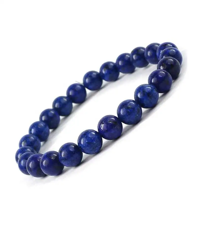 Lapis lazuli bracelet genuine gemstone beaded inner wisdom and serenity crystal healing jewelry for men women