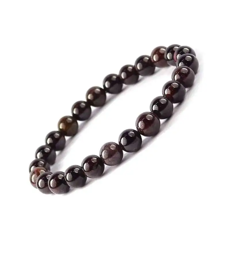 Natural red garnet gemstone round beads elastic stretch bracelet for women men meditation healing power stone
