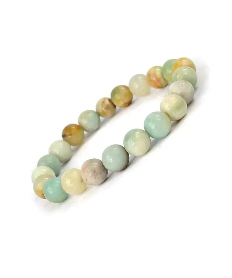 Natural amazonite bracelet for women men with chakra healing crystal gemstone beaded jewelry positive energy