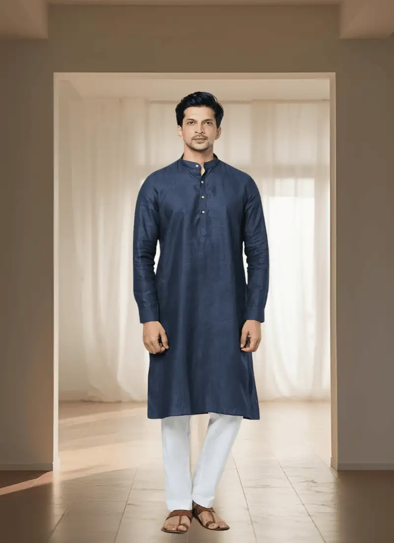 Purple art silk embroidered kurta with pant and dupatta