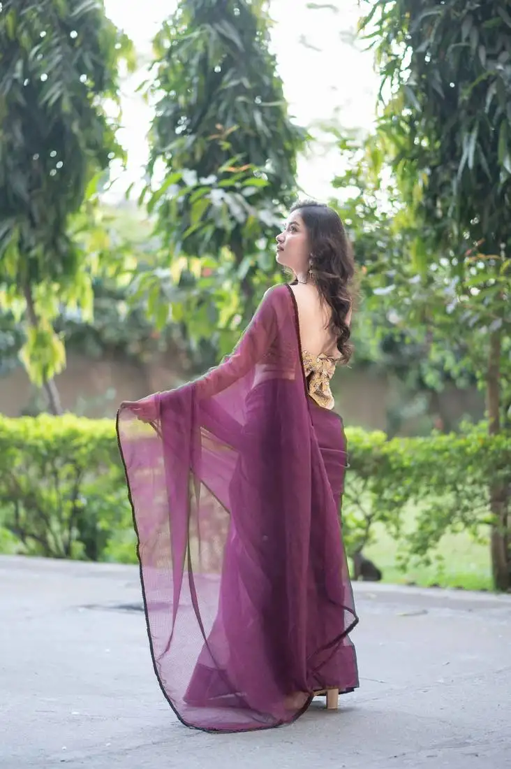 Purple lush kota doria saree