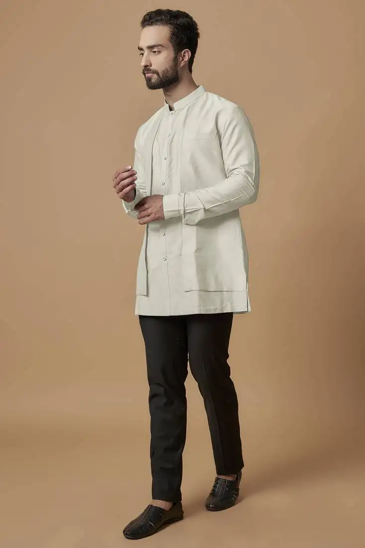 Off-white layered shirt kurta
