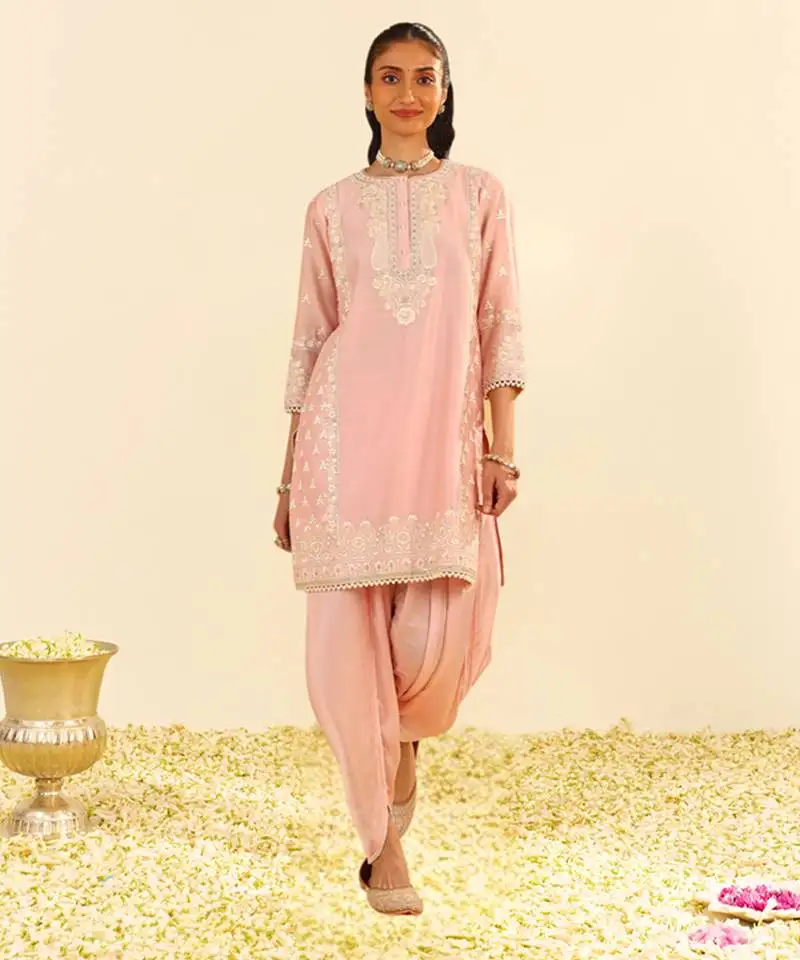 Blush pink zaisha - short kurta with dhoti
