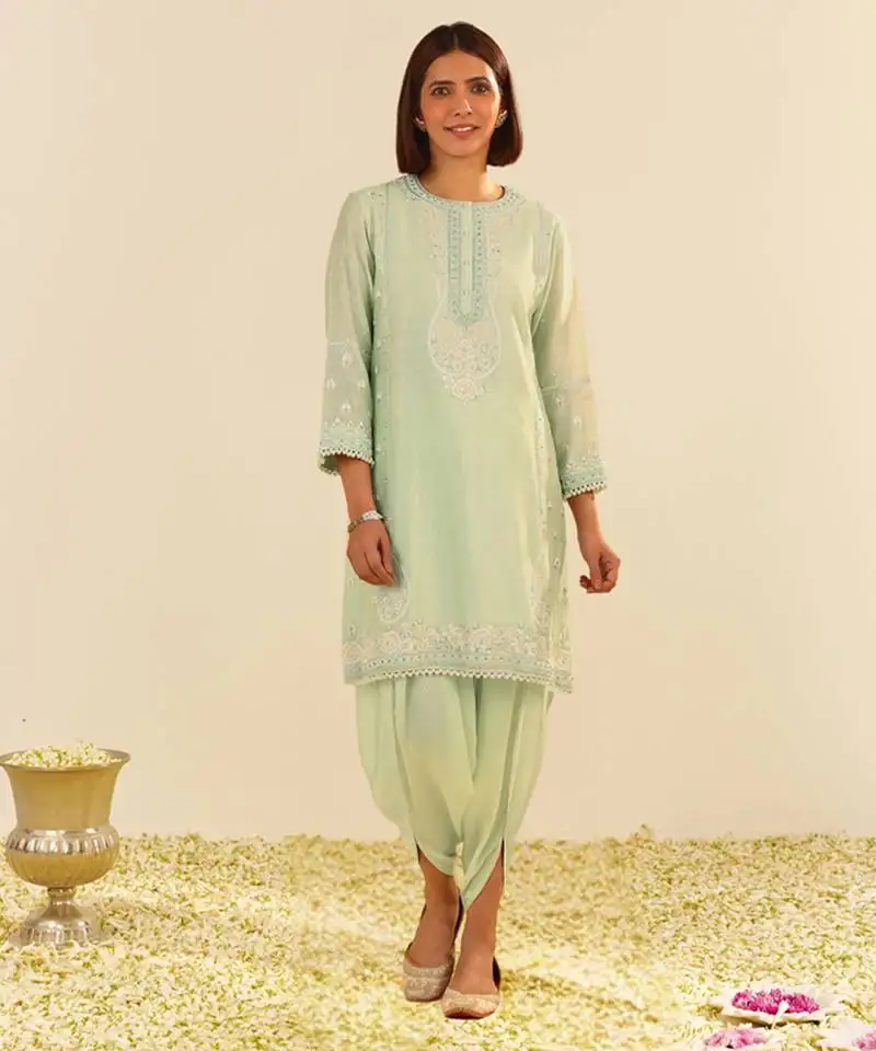 Mint green zahra - short kurta with dhoti