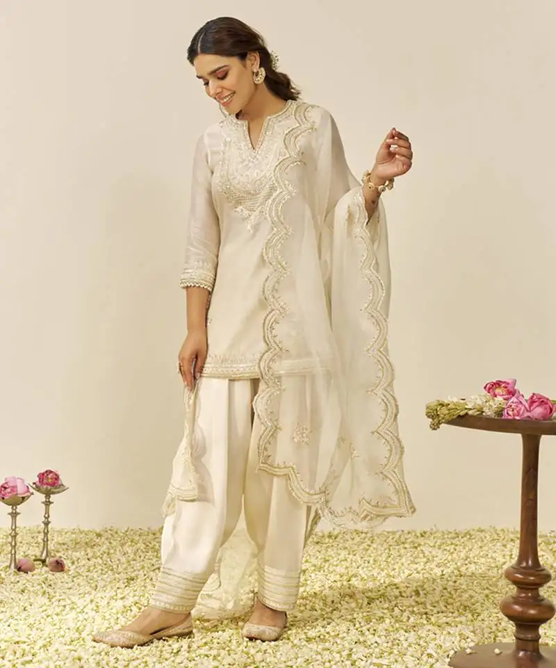 Daisy ivory sara - short kurta with salwar and dupatta