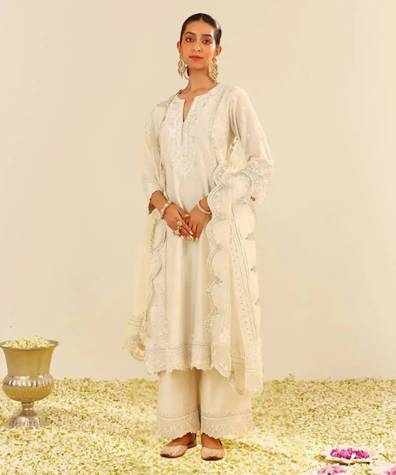 Daisy ivory sumaiya - a-line kurta with palazzo and dupatta