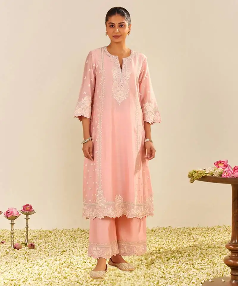 Blush pink sumaiya - a-line kurta with palazzo