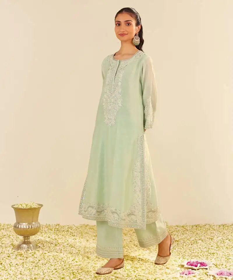 Mint green sereen - a-line kurta with palazzo