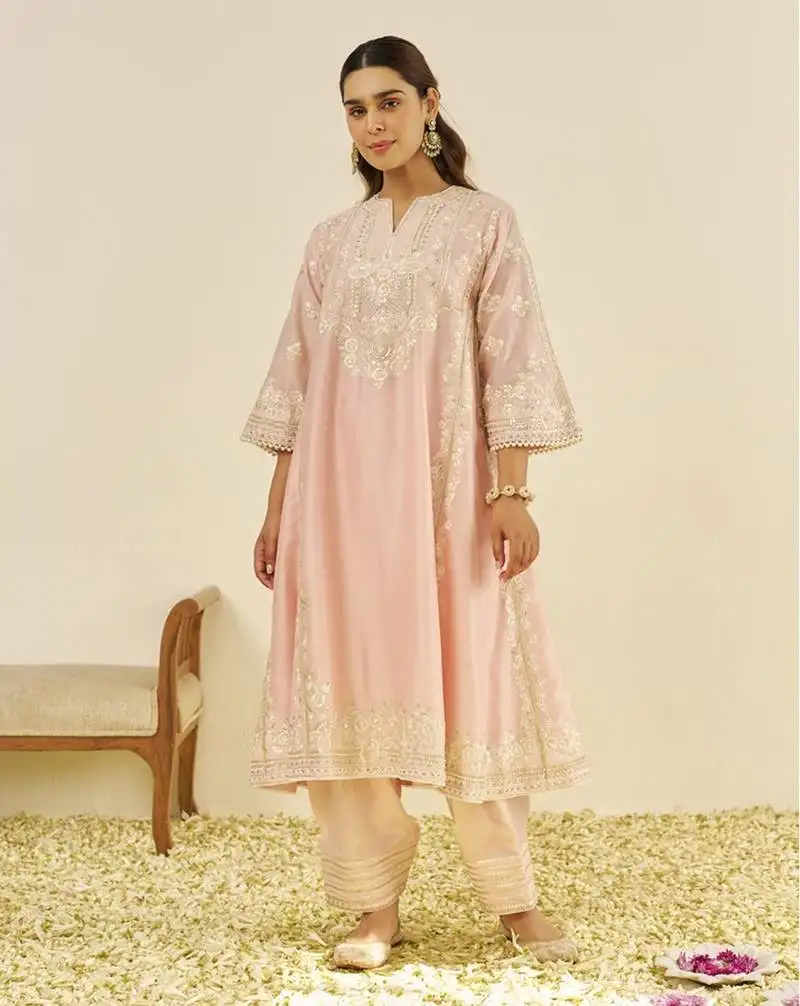 Blush pink maziya - long chauga with salwar