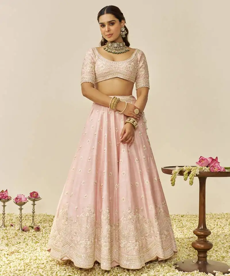 Blush pink fida - lehenga with blouse and dupatta