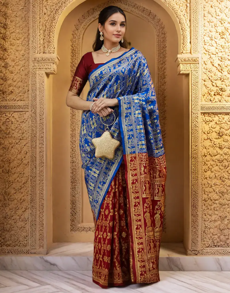 Divena blue floral printed straight kurta pant set stitched