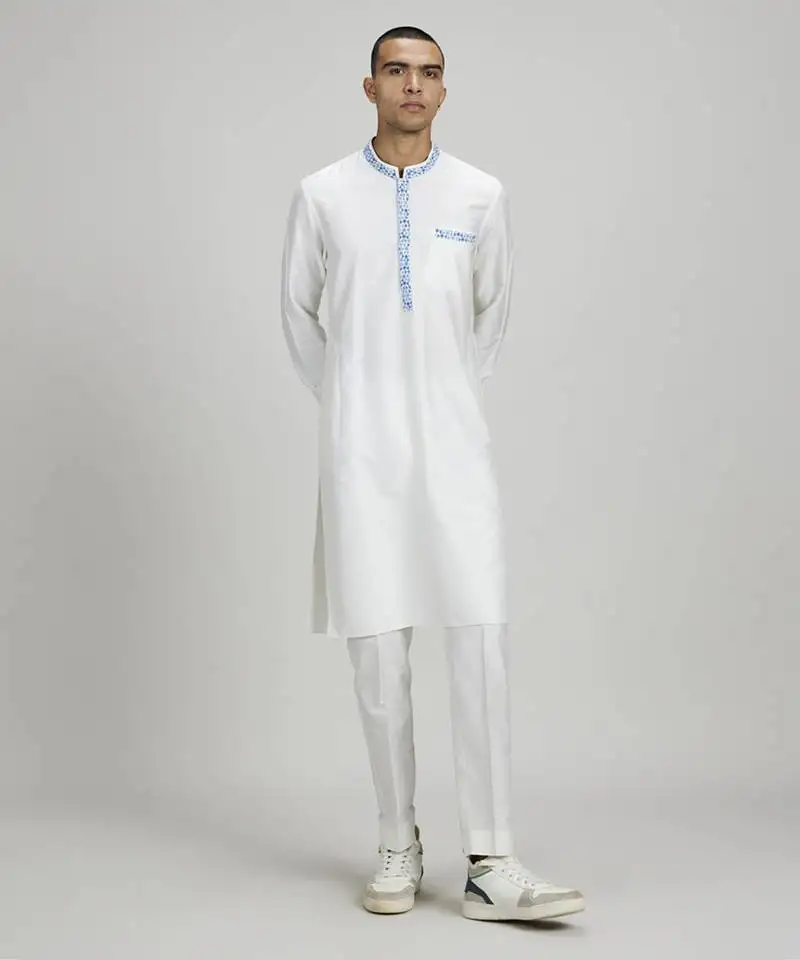 Off-white pixel printed dashiki kurta set