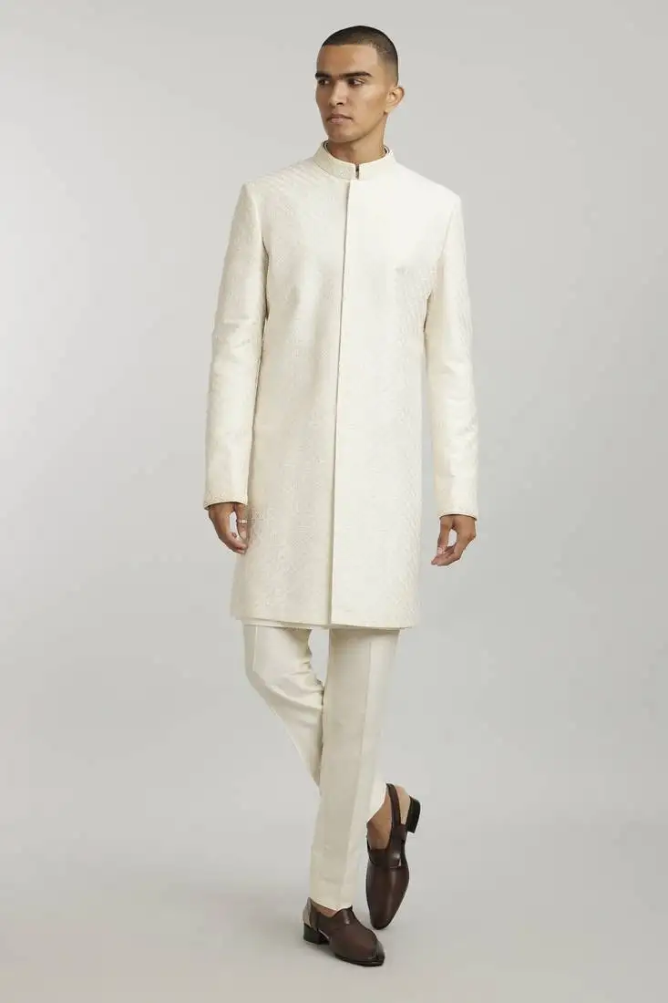 Ivory starrio embroidered sherwani jacket