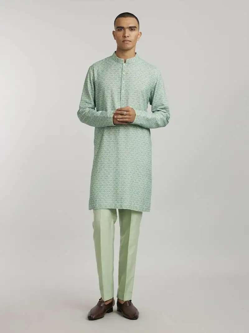 Sage falcon printed kurta pant set