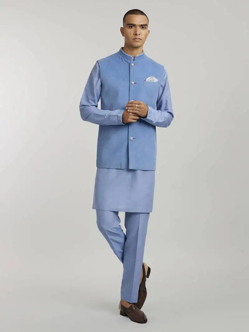 Teal corduroy classic bandhi jacket