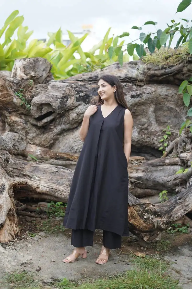 Black cotton silk kurta & bottom