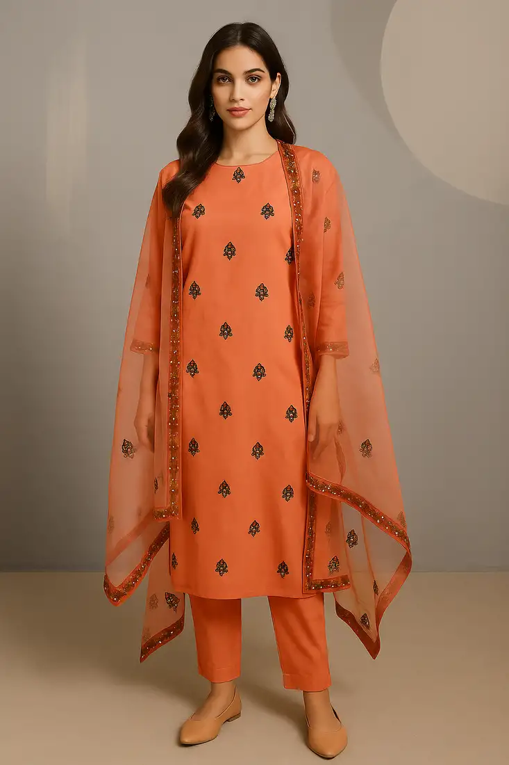 Divena pink floral printed muslin straight kurta pant with dupatta stitched