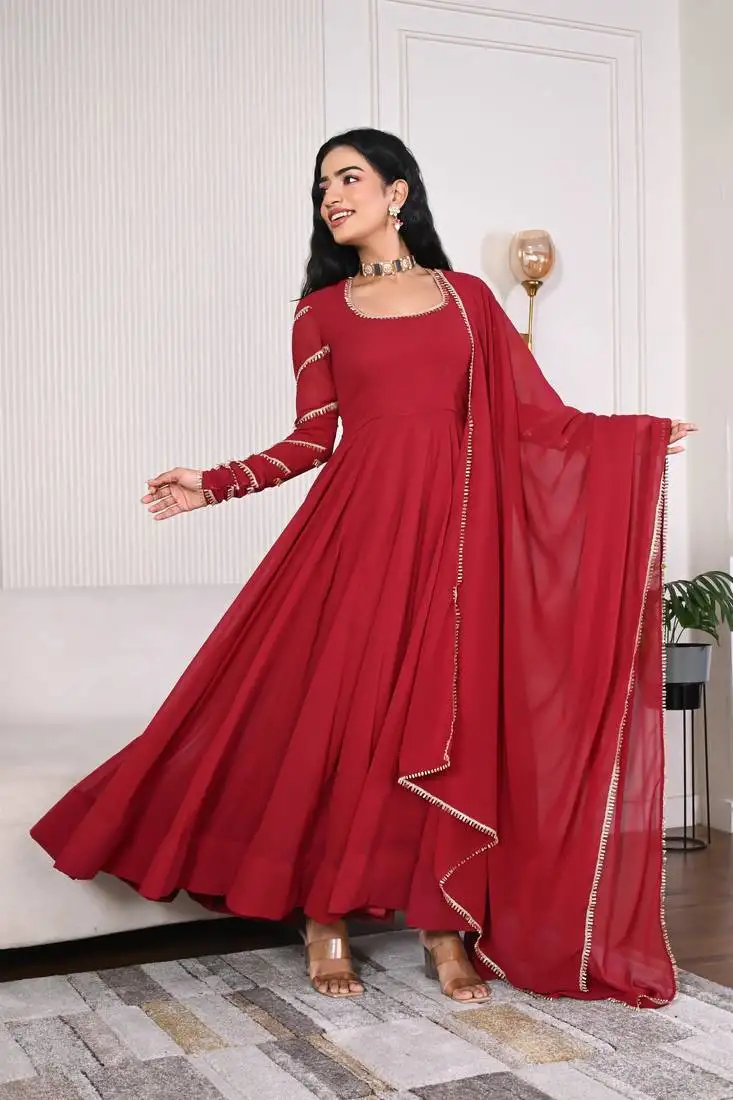 Maroon georgette anarkali set