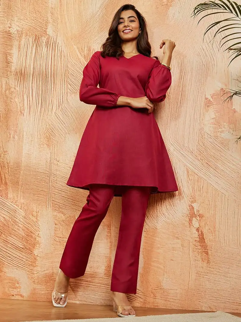 Women's maroon co ords set
