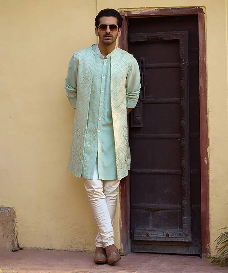 Mint green fateh bandi set