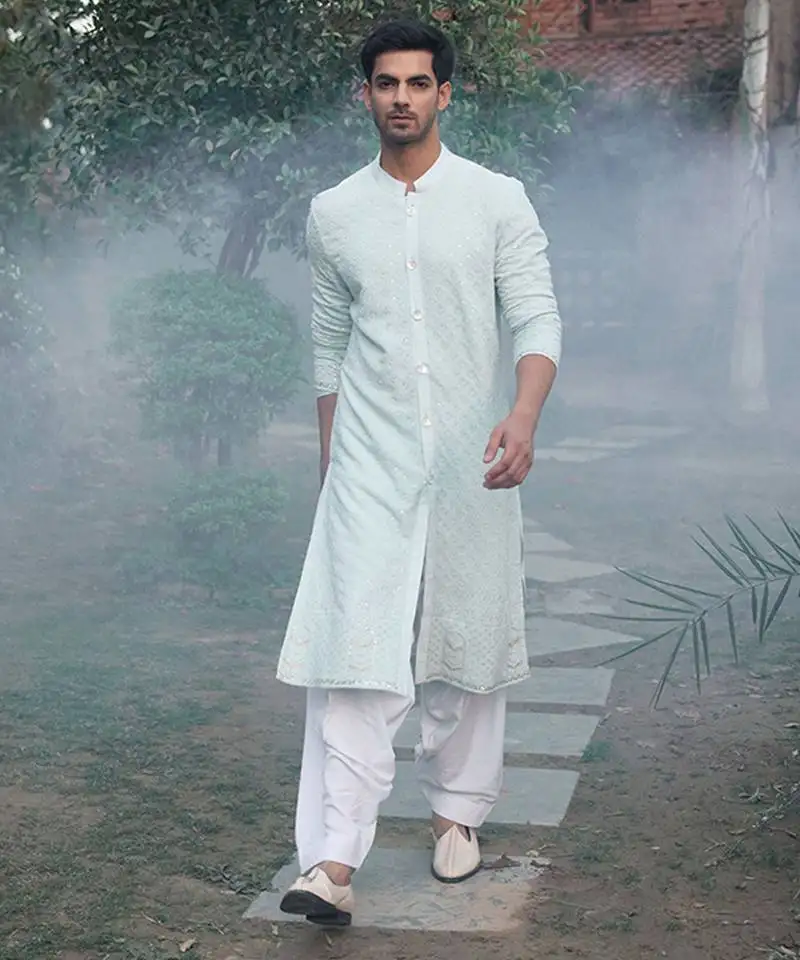 Powder blue hawa mahal kurta set