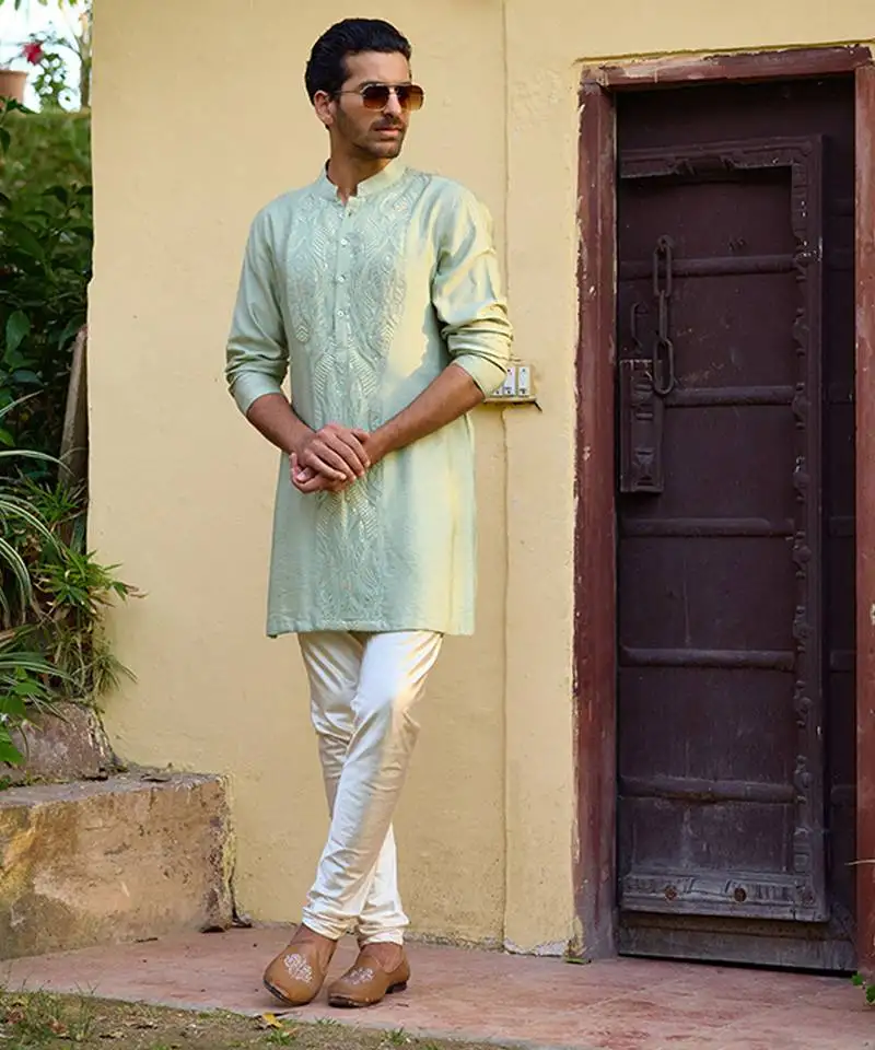 Mint green gajner kurta set