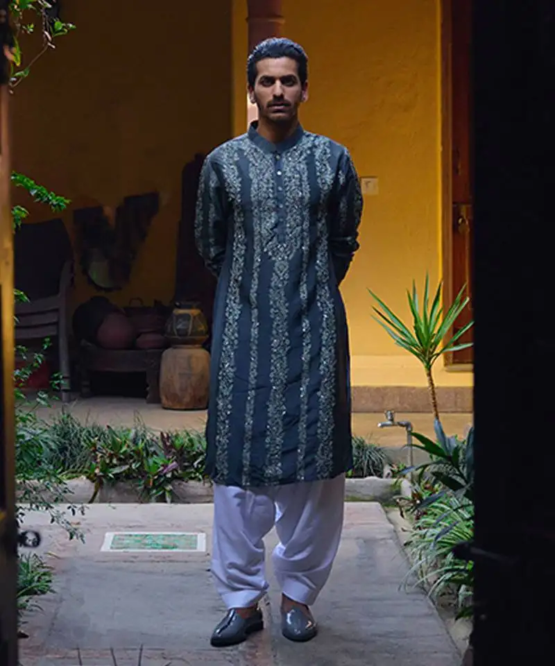 Slate grey jaisalmer kurta set