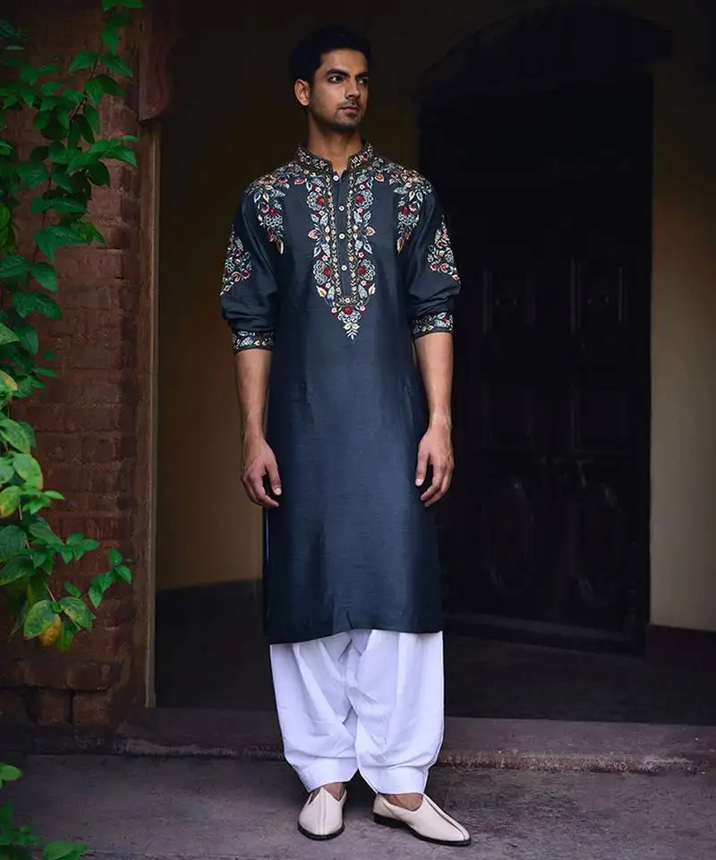 Slate grey asirgarh kurta set