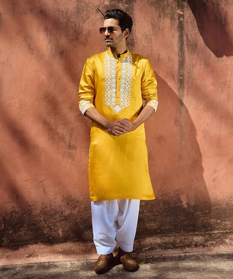 Mustard mehrangarh kurta set