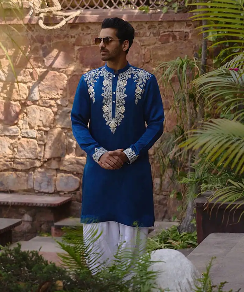 Electric blue kapurthala kurta set