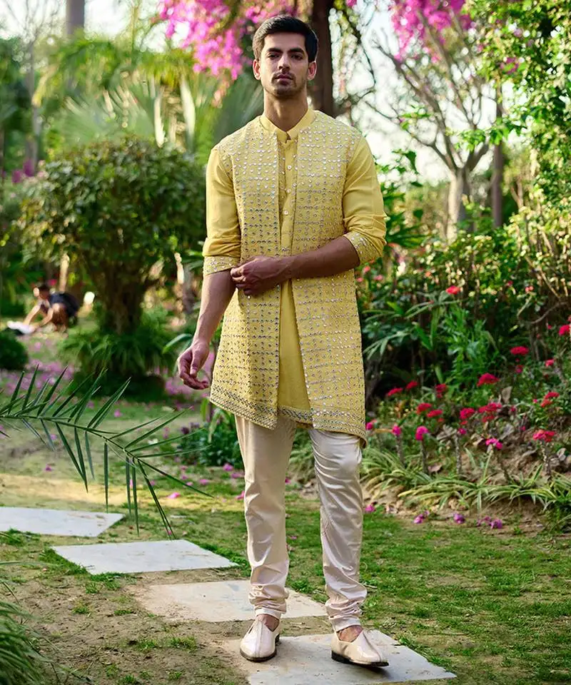 Sunset yellow jaisalmer bandi set