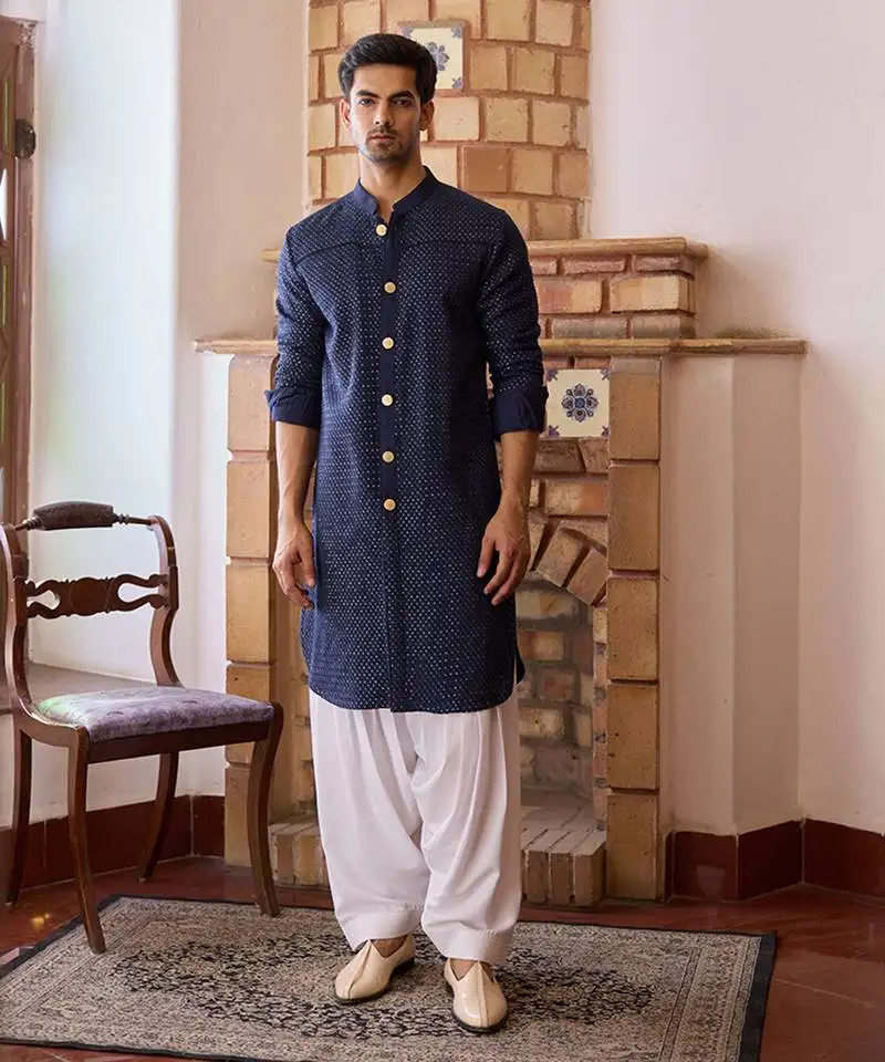 Navy blue fateh kurta set