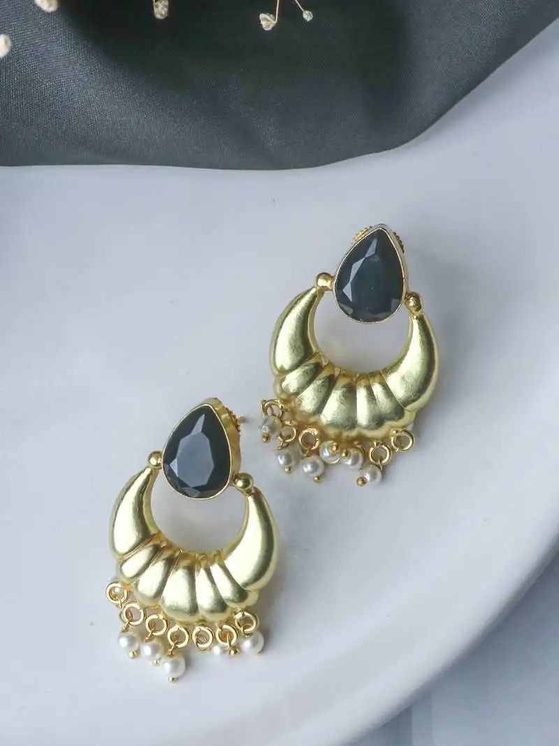 Gold plated black stone mini bali
