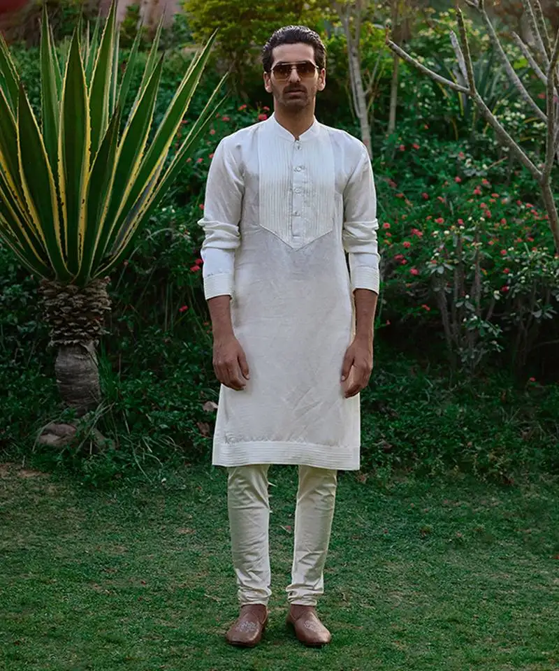 Ivory pleated kurta set