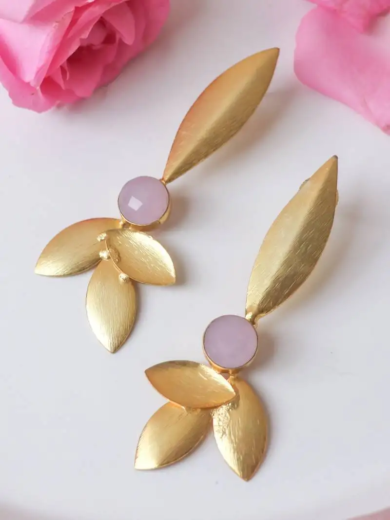 Western pink leaf earring