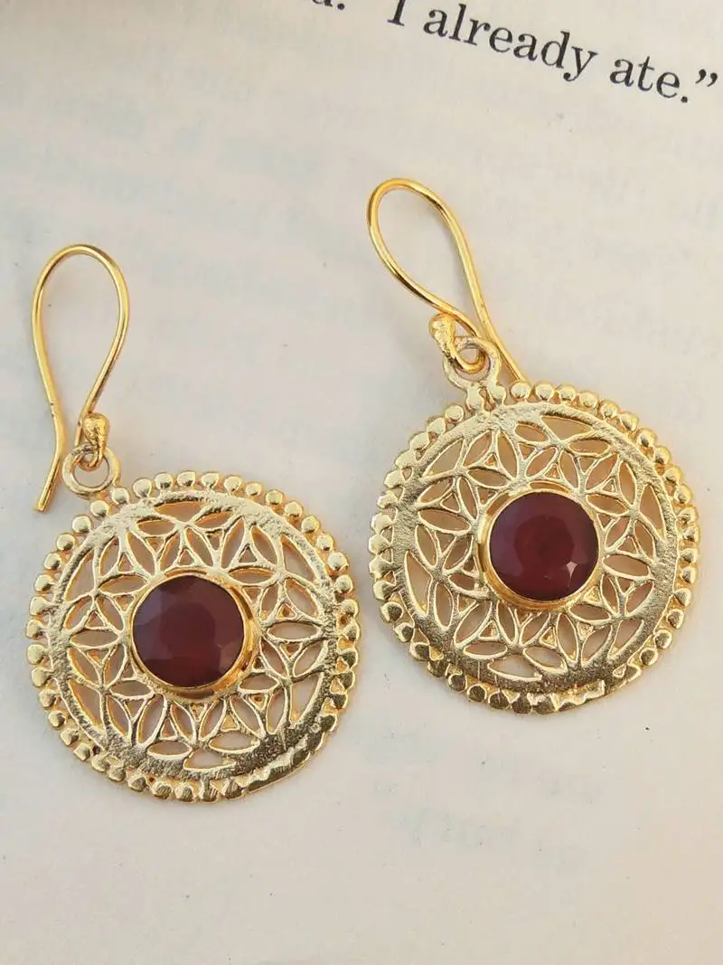 Gold plated mughal jali-work earring